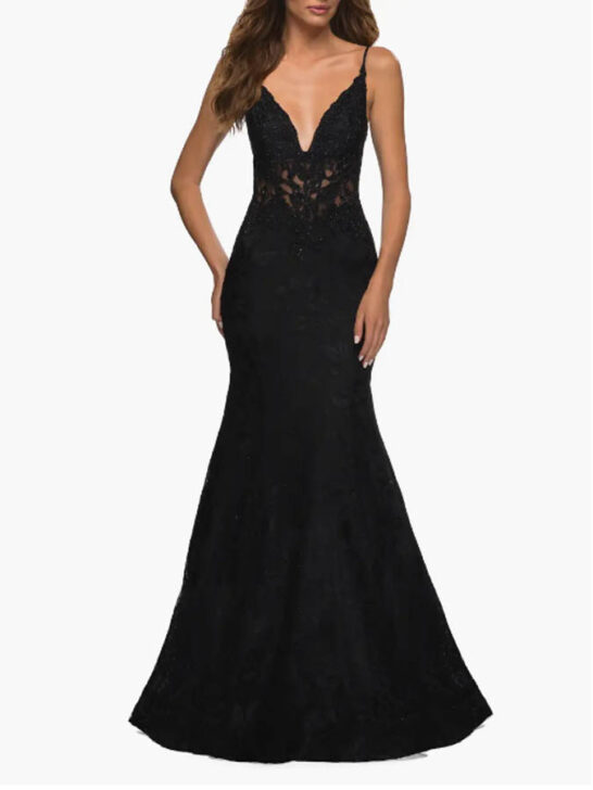 La Femme Lace Mermaid Gown