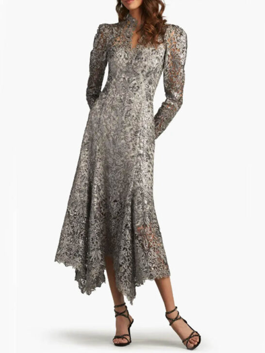 Tadashi Shoji Sequin Tapestry Long Sleeve Cocktail Dress