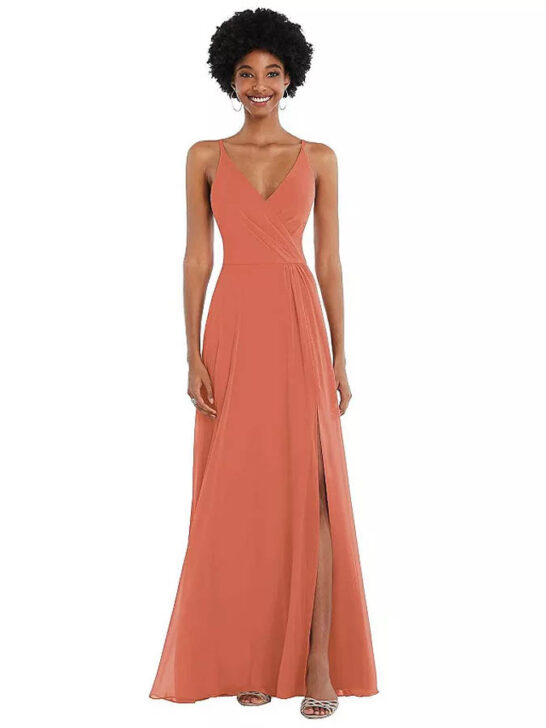 after six Women's Faux Wrap Crises Cross Back Maxi Dress