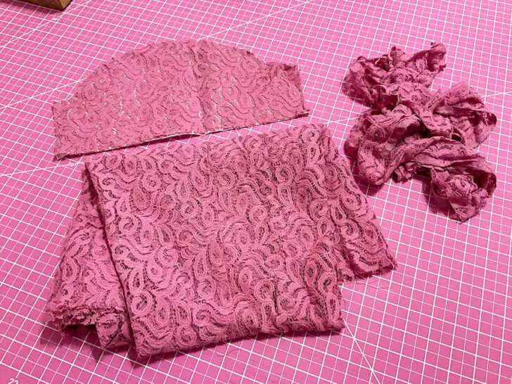 my sewing project with lace fabric