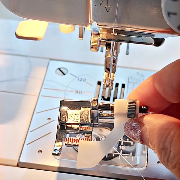 selecting a presser foot for topstitching -edge guide foot