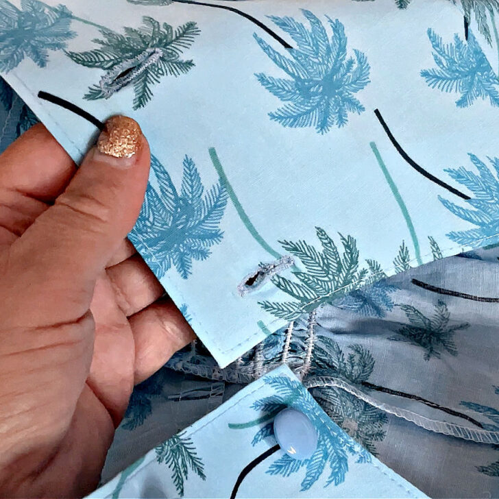 I am showing corners of my blouse that I topstitch correctly