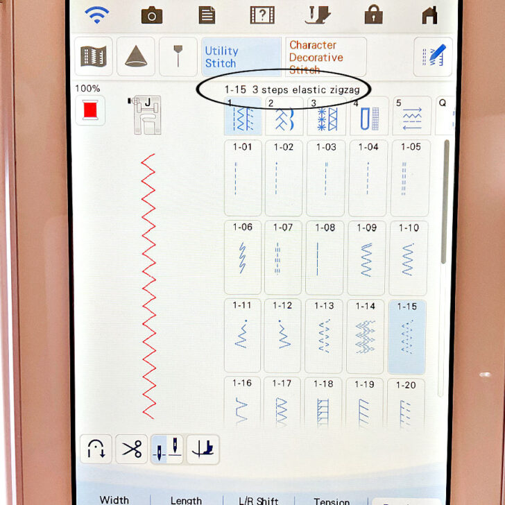 3-step elastic zigzag on my sewing machine