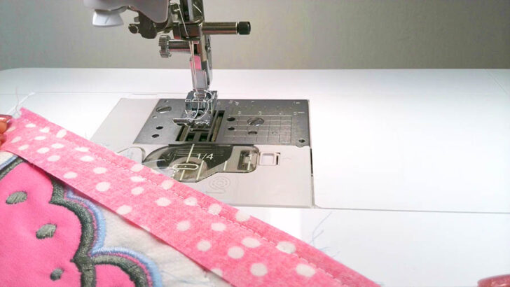 Continue stitching until you reach the end of the block