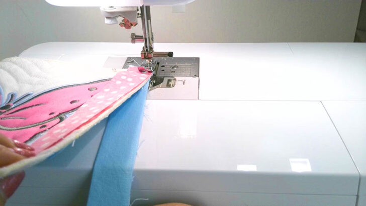 Place your pinned block and strips under the presser foot