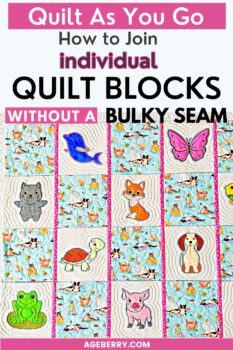 quilt as you go tutorial on how to join individual quilt blocks without bulky seams