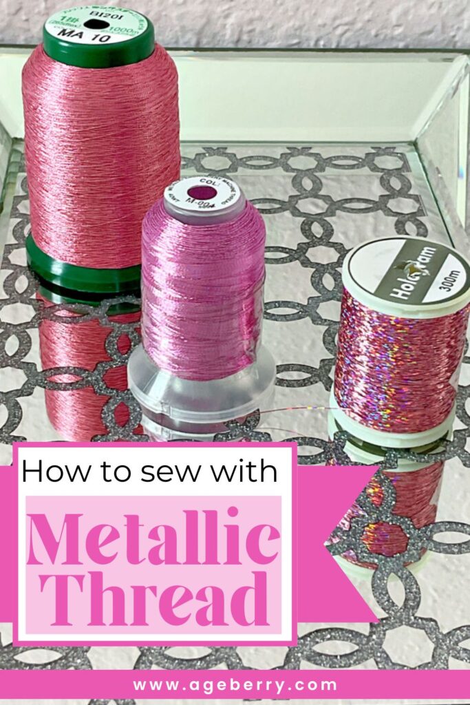 Pink metallic threads different brands