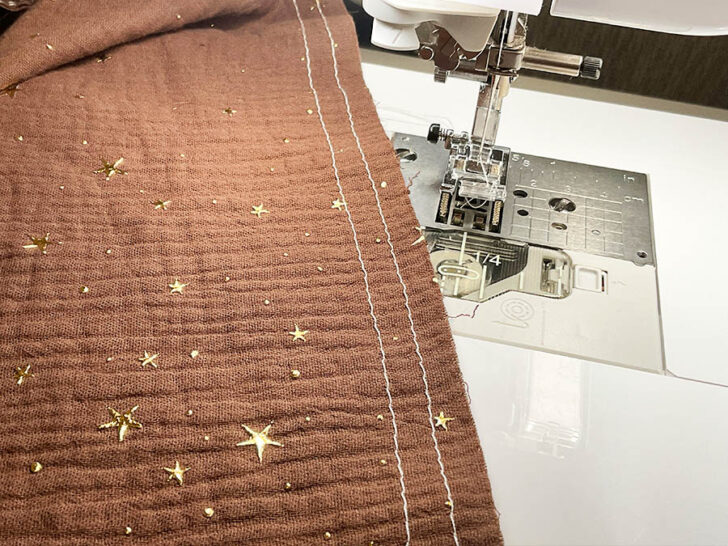 Sew two parallel rows of stitches