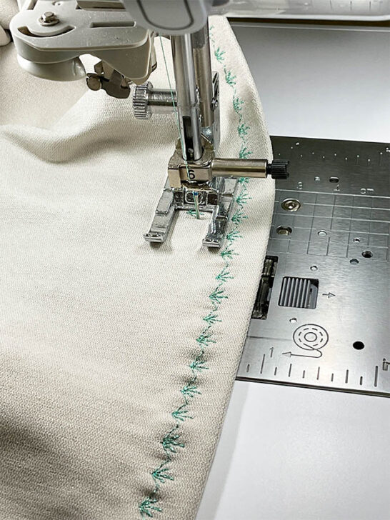 added two rows of decorative stitches with metallic thread on my beige shorts