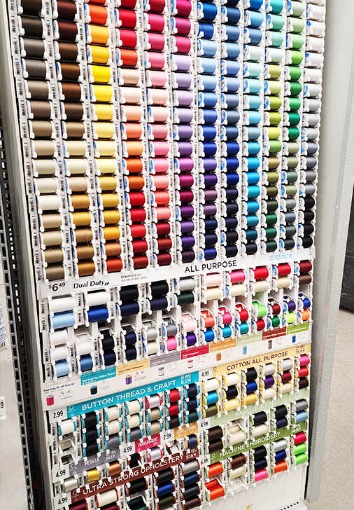 different threads on a rack