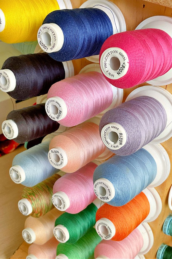 range of threads in various hues and materials