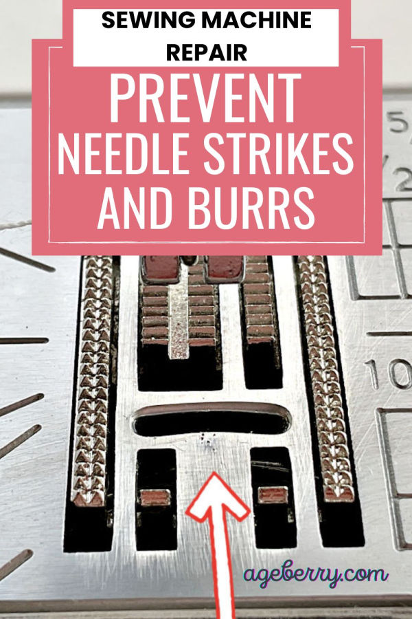 sewing machine throat plate with a few burrs that need fixing
