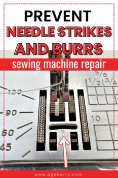 sewing machine needle plate with a few burrs that need repair