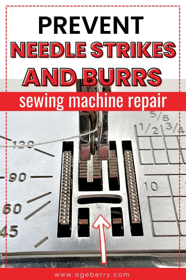 sewing machine needle plate with a few burrs that need repair
