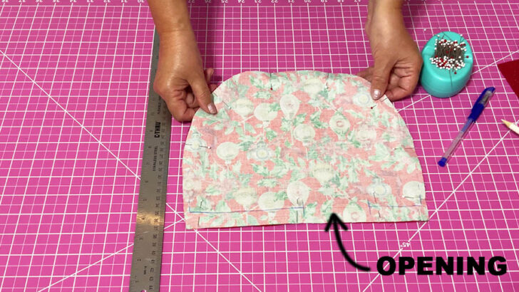 Leave an opening of about 2-3 inches on one straight edge