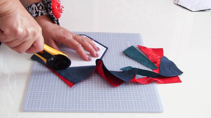 Trim the excess fabric around each hexagon