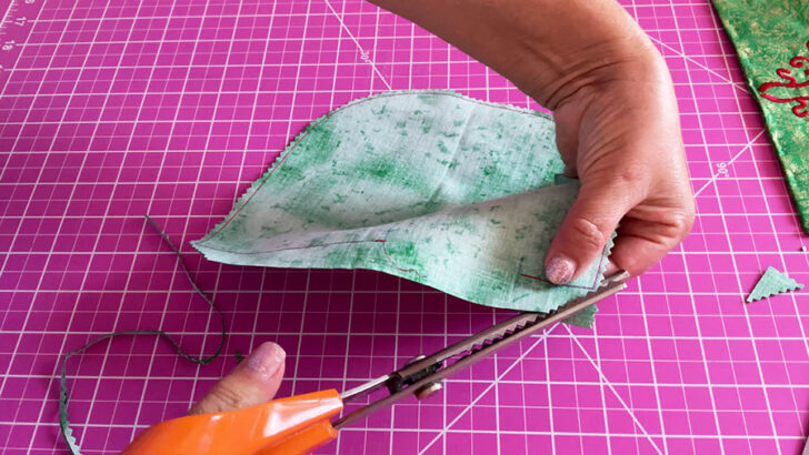 trim carefully to avoid cutting into your stitching line