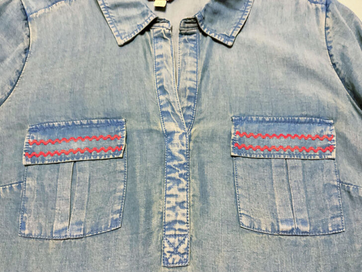 decorative stitches on my denim dress's pocket