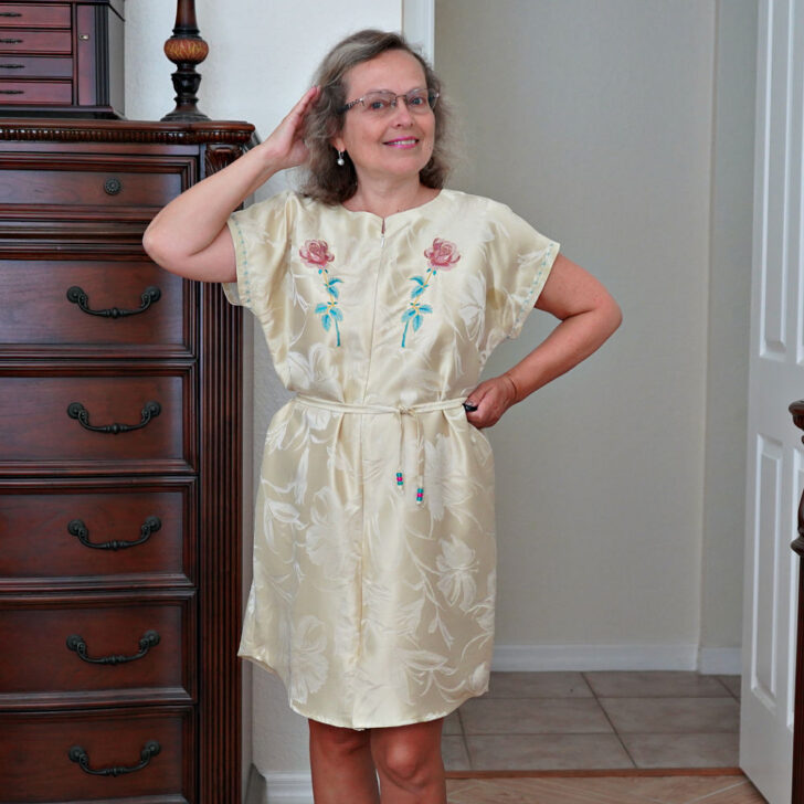 decorative stitches on my silk robe I made