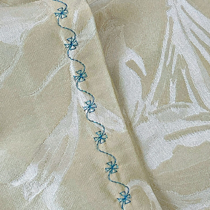 decorative stitches on silk robe I made