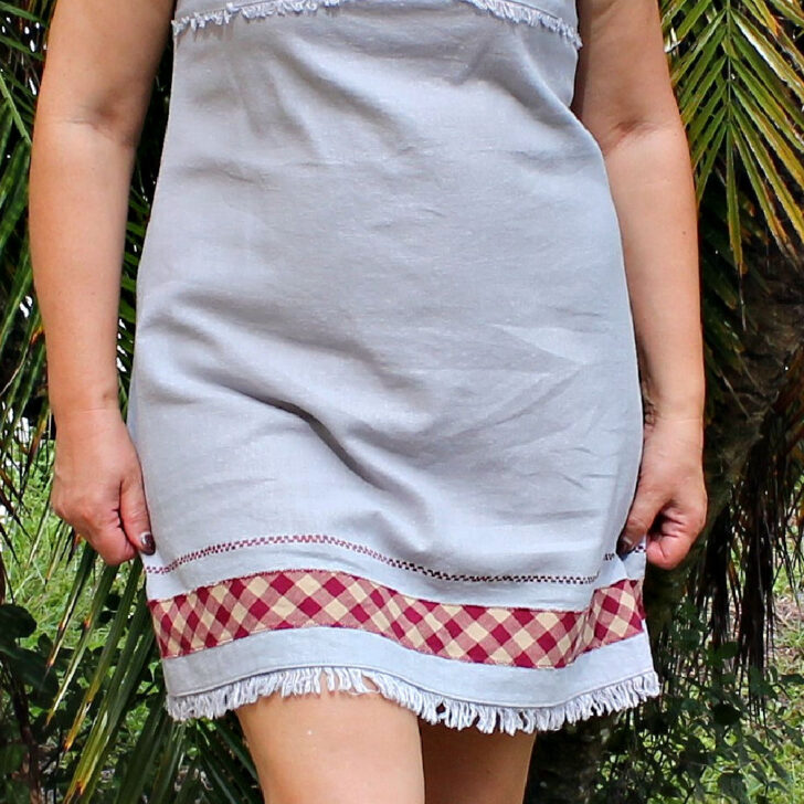 linen dress with decorative stitches I made