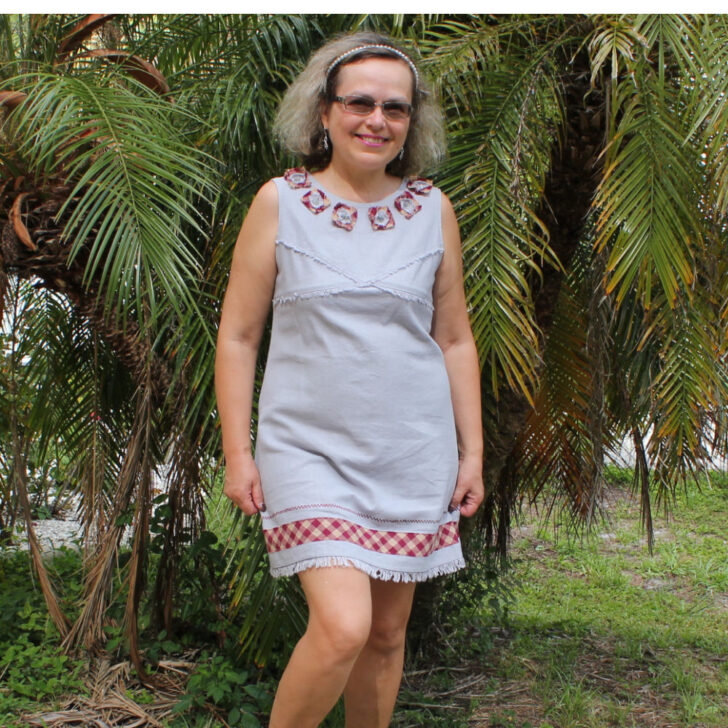 linen dress with decorative stitches I made