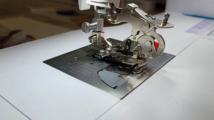 slip this forked arm over the screw shaft that holds the needle in place