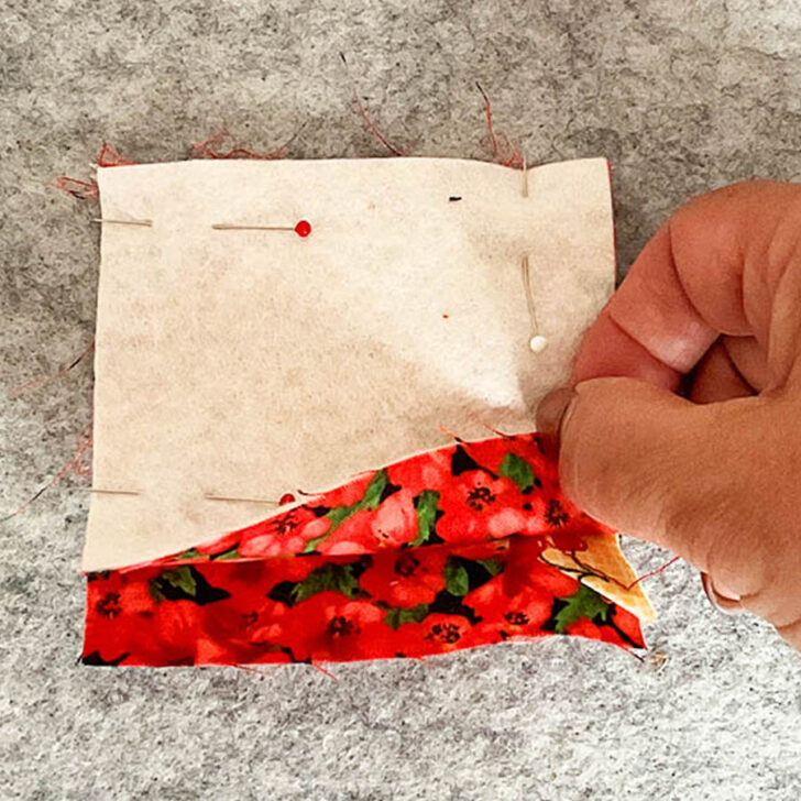 Secure your fabric sandwich with pins