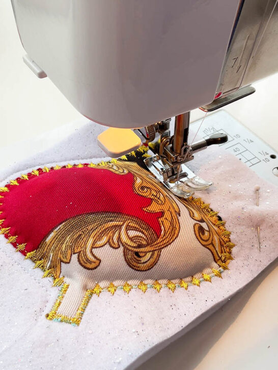 stitch around the ornament