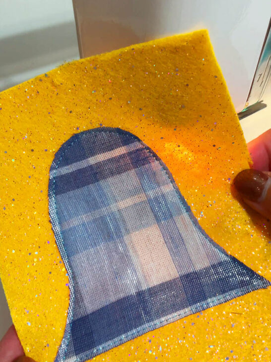 sewing around the ornament shape