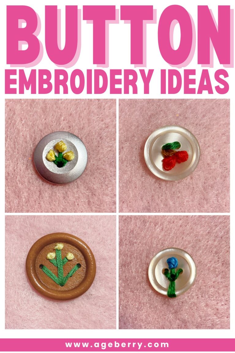 4 buttons embroidered with flowers