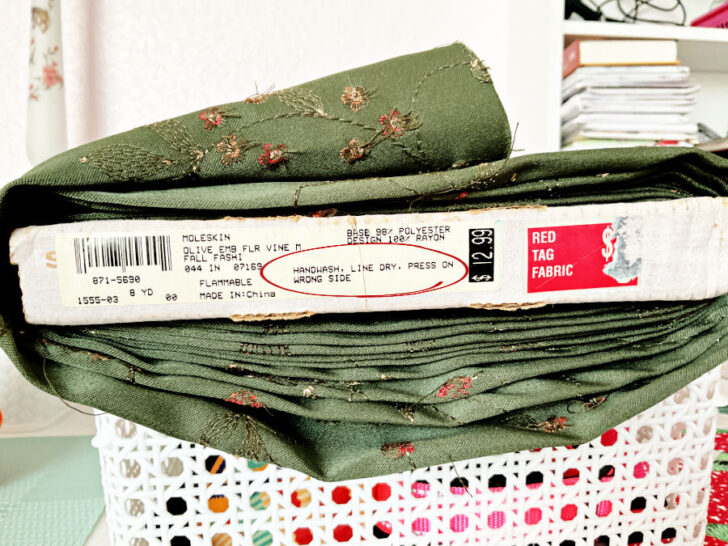 care label on a fabric bolt
