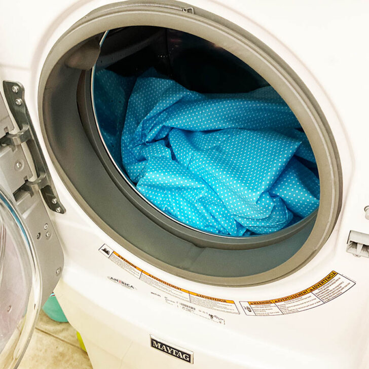 prewashed blue fabric
