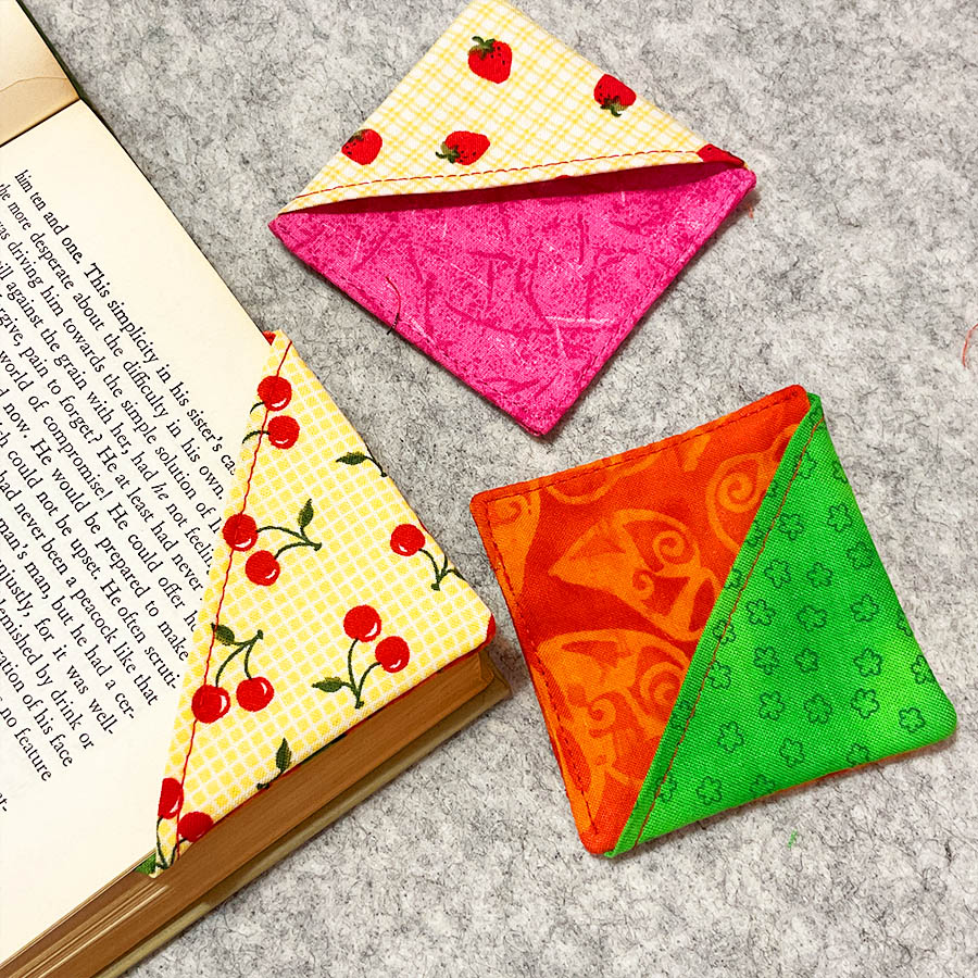 sets of DIY handmade fabric bookmarks