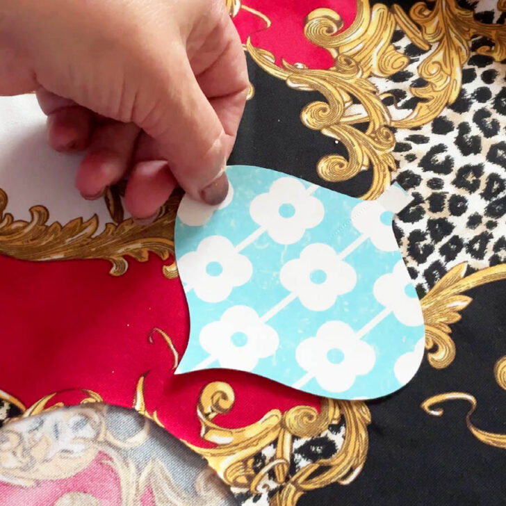 tracing drop ornament unto the fabric
