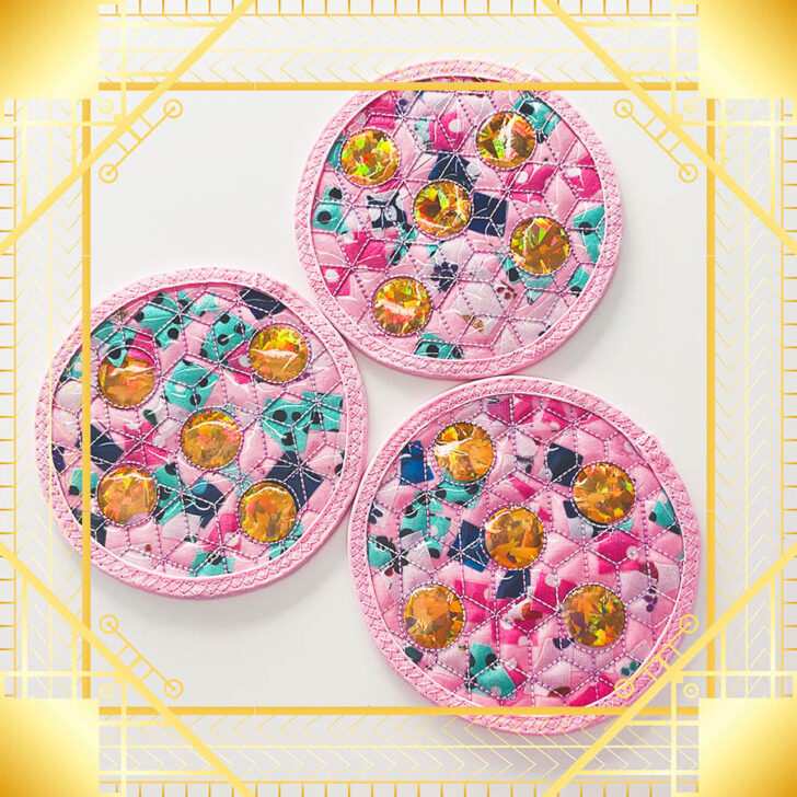 DIY fabric coasters in the hoop embroidery