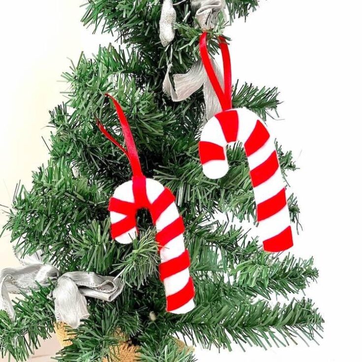 Image for DIY Candy Cane Ornaments from Felt (Free Pattern)