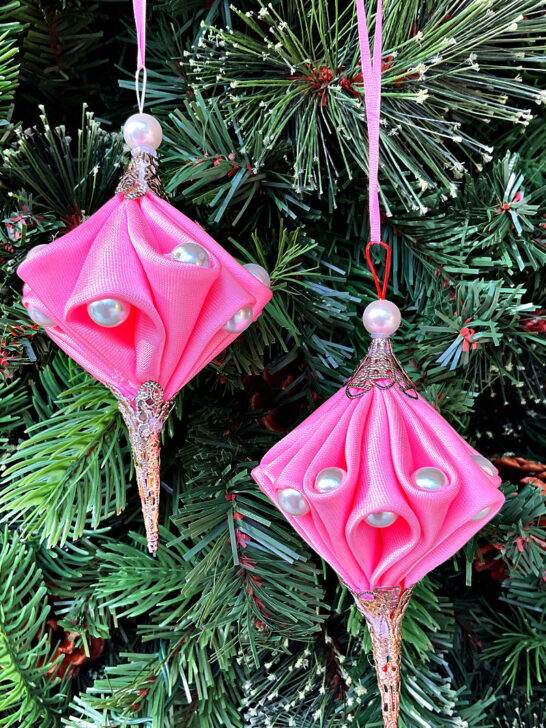 Homemade Christmas Ornaments from Ribbons and Beads