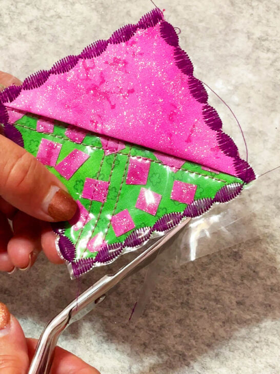 cutting around those decorative stitches