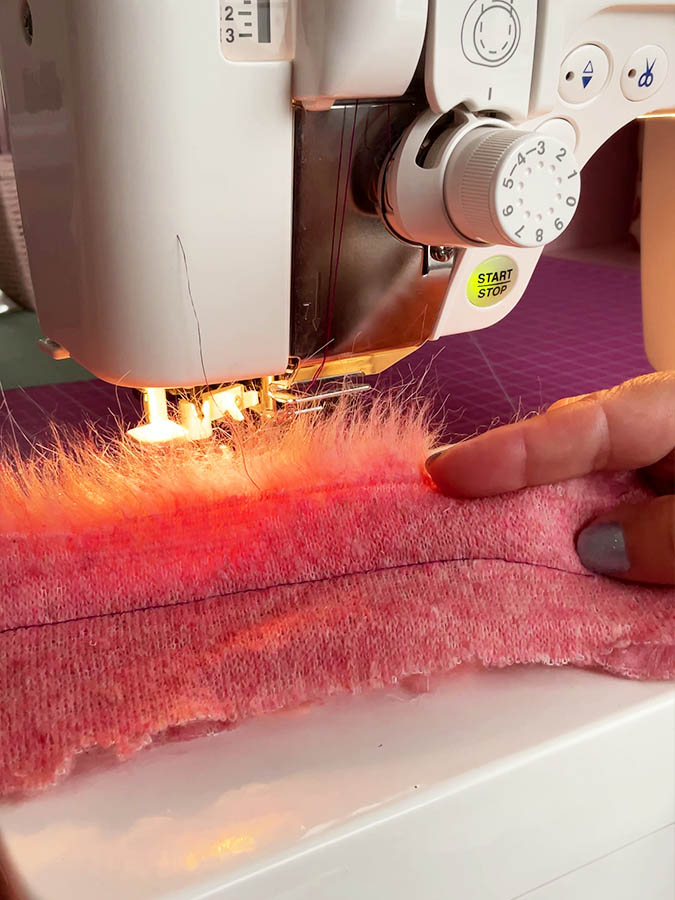 using roller foot to sew faux fur