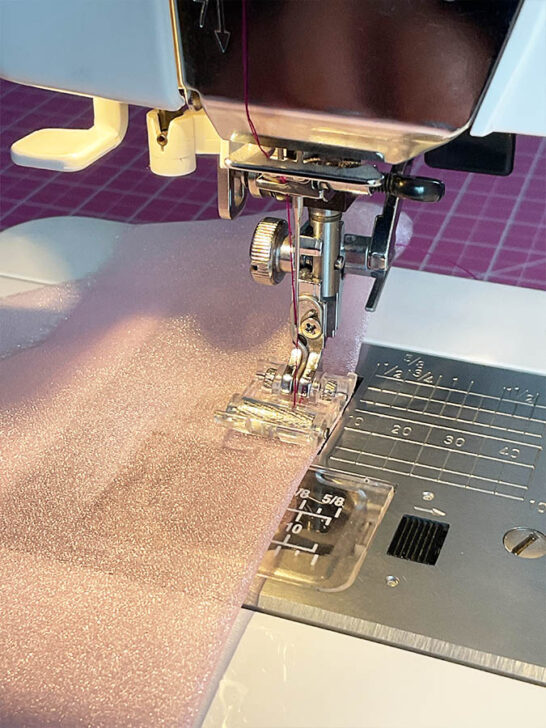 using roller foot to sew organza