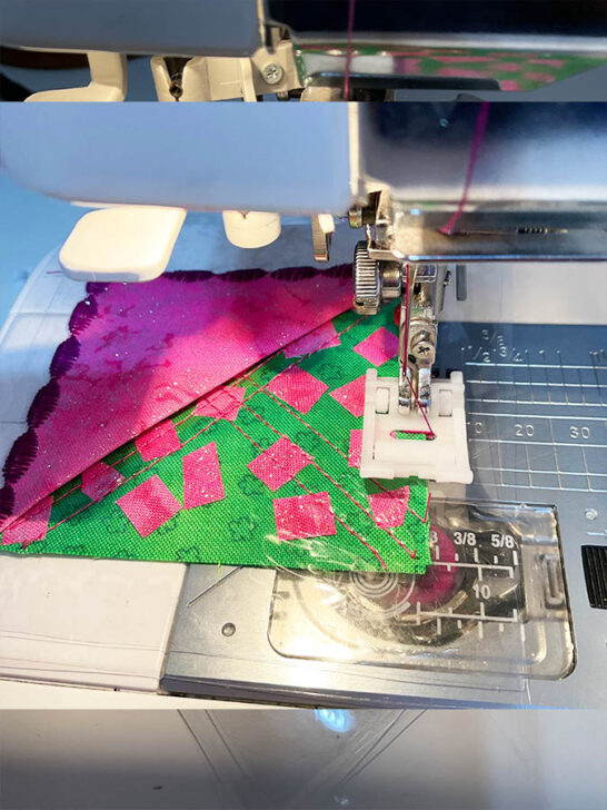 sew around the edge of the fabric square