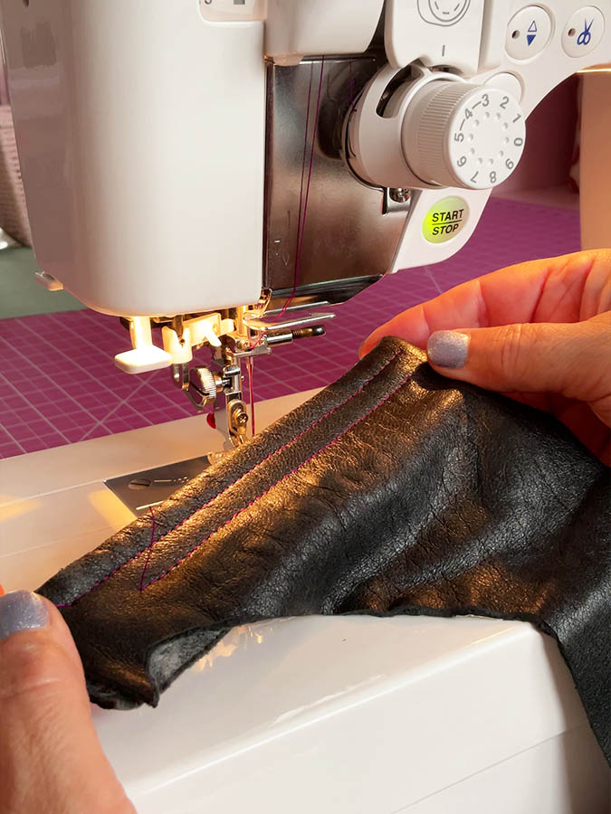 using roller foot to sew real leather