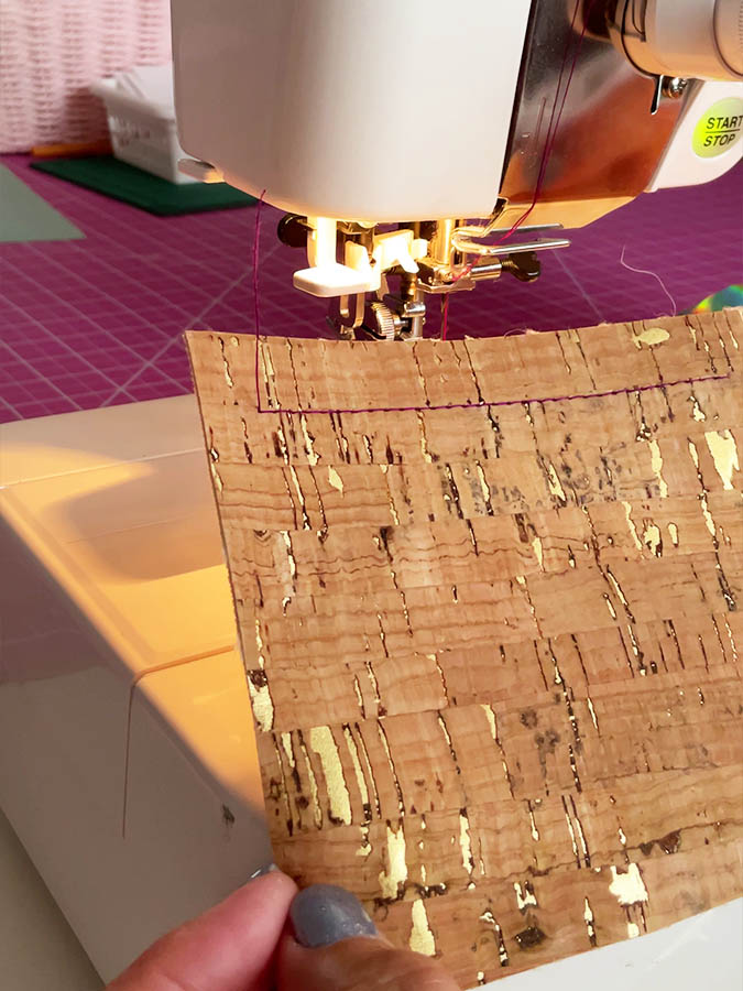 using roller foot to sew cork fabric