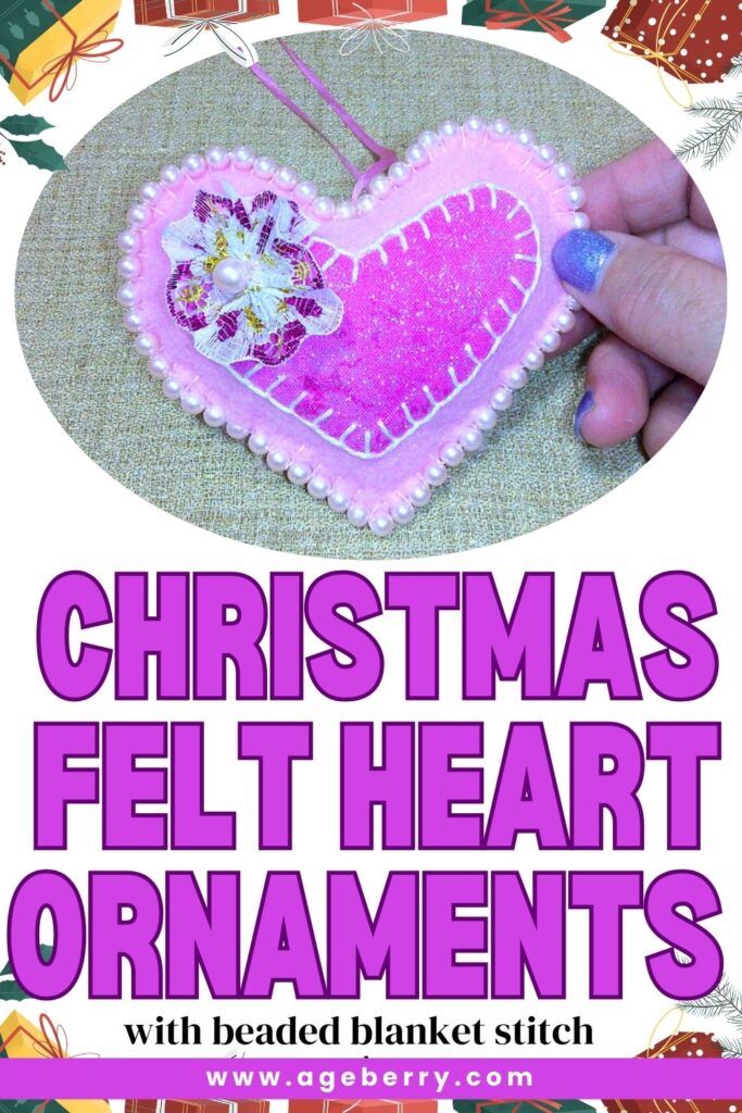 Christmas Felt Heart ornament DIY tutorial
