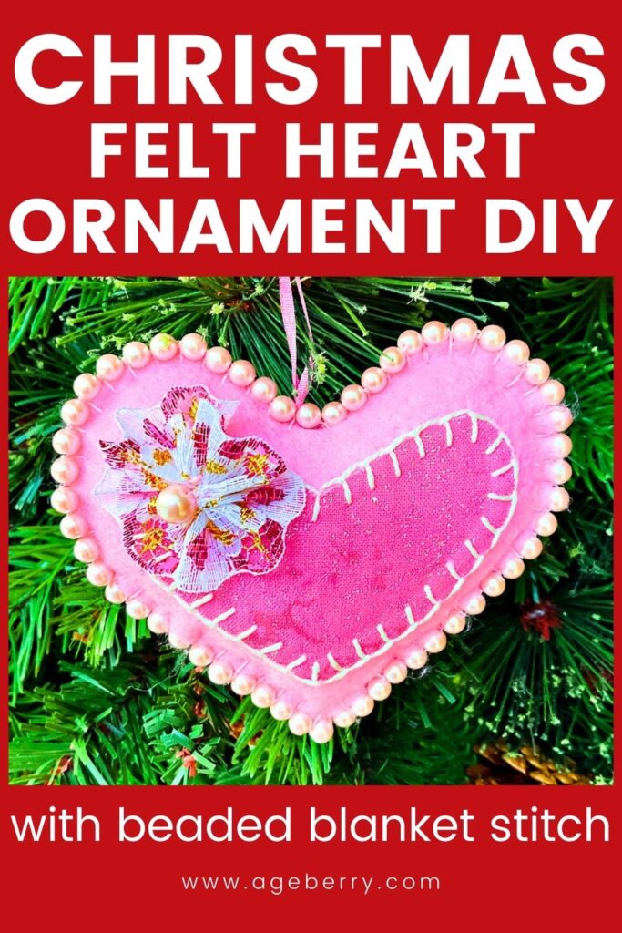 Christmas Felt Heart ornament DIY tutorial