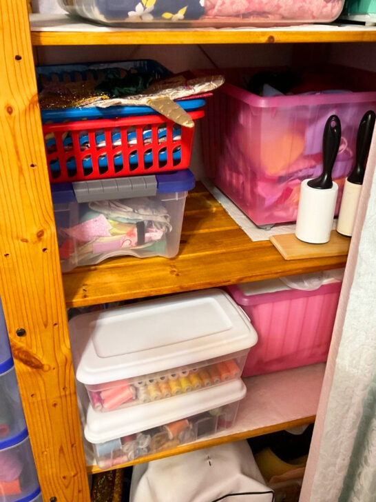 closet filled with craft items