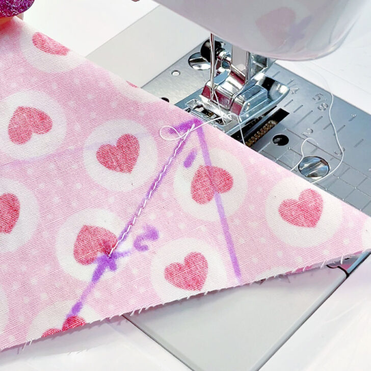 Stitching line between the points marked earlier