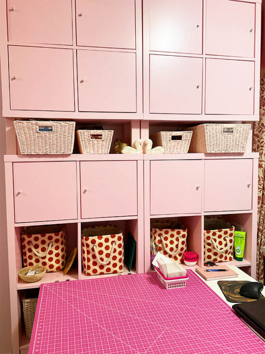 combination of baskets and bins