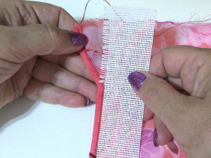 removing the buckram fabric
